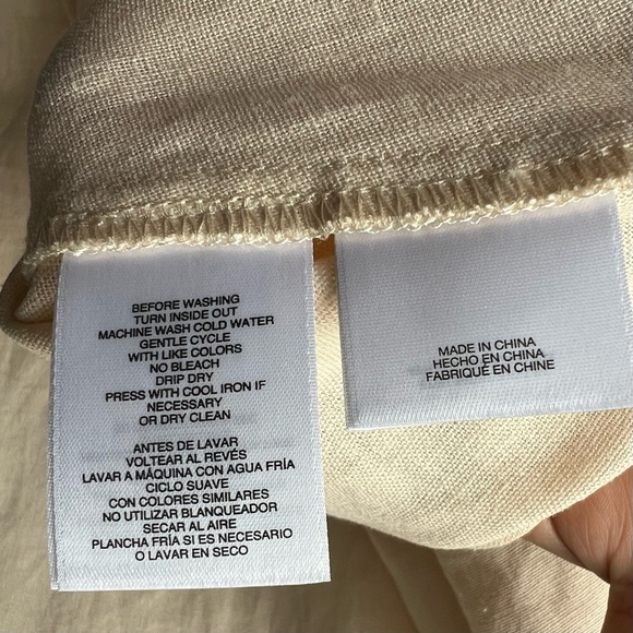 Anne Klein Top Blouse Shirt Career Linen Blended Solid Navy Blue Size L Large - Picture 6 of 12